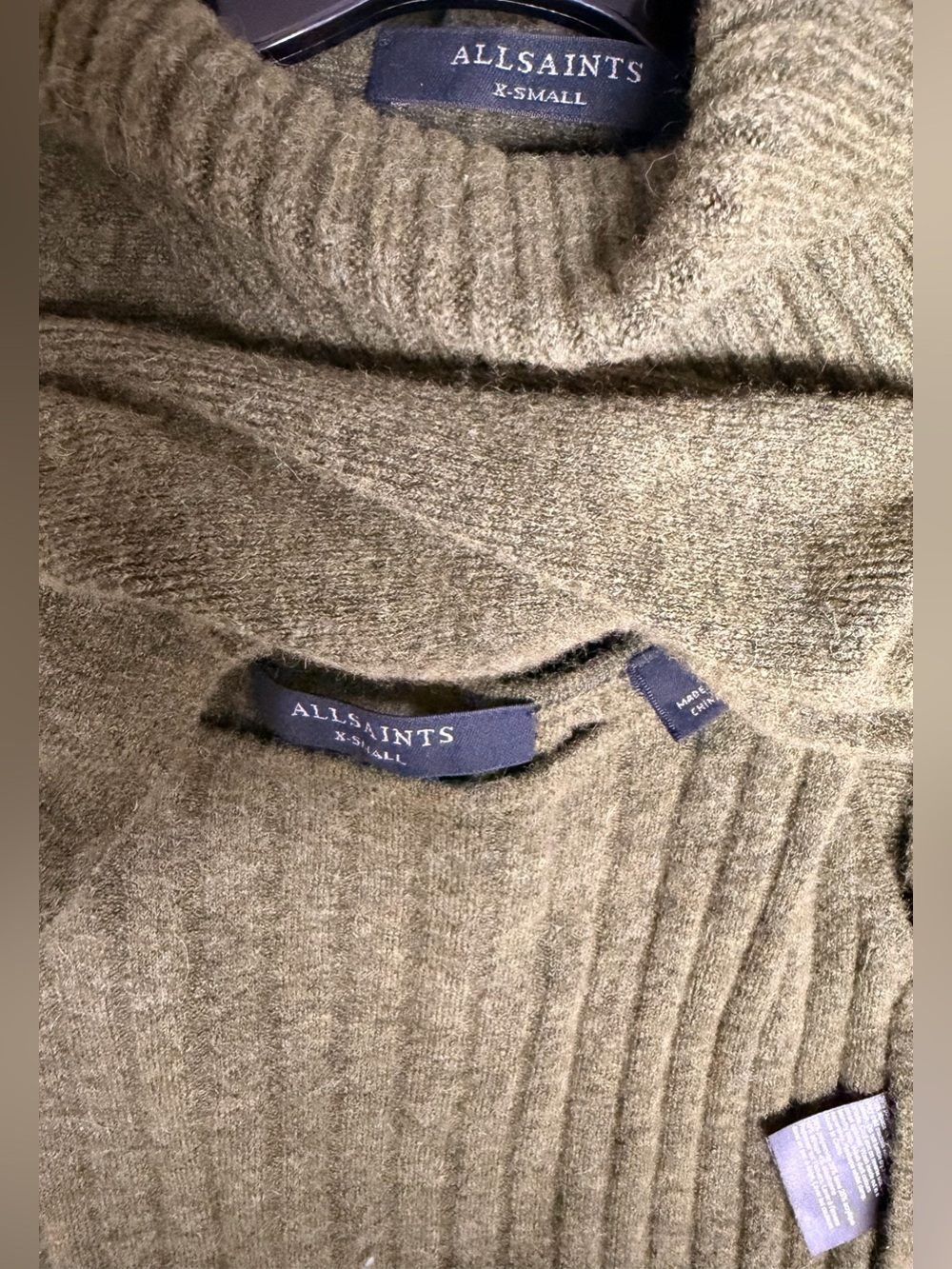 All Saints Olive Ribbed Knit Midi Dress Set - Picture 10 of 11